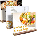 Acrylic Sign Holder 8.5 x 11 with Wood Color Base, 3 Pack Clear Tabletop Double-Sided T Shape Display Sign Frame Horizontal for Store/Coffee Shop/Office/Hotel Business Display Holder