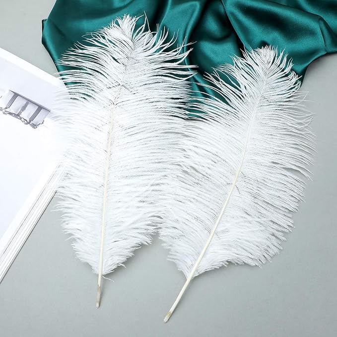 Ballinger Large White Ostrich Feathers - 24Pcs 12-14inch Large Feathers for Vase,Party Centerpieces,Wedding and Home Decor