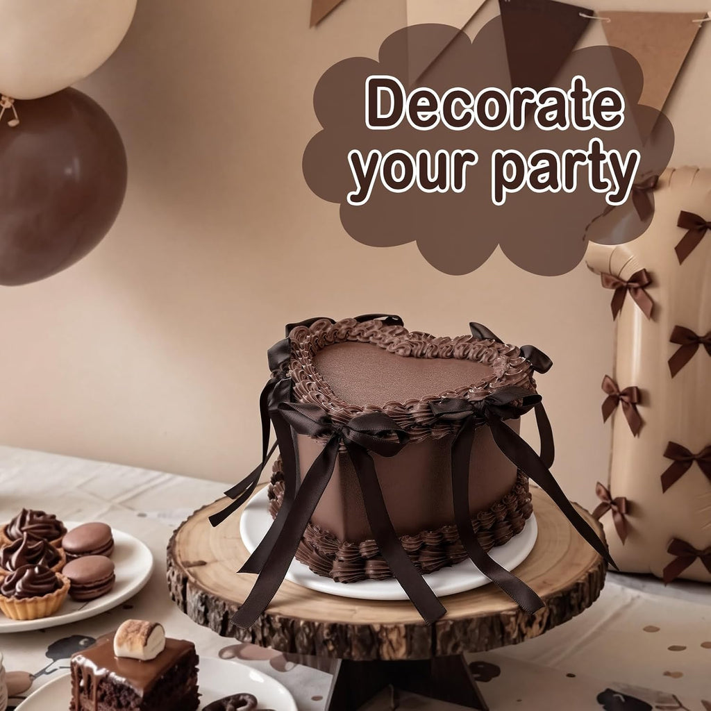 remerry 6 inch chocolate heart fake cake bow, side view