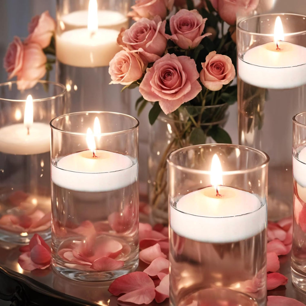 3 inch White Floating Candles, 48 Pack Unscented Floating Candle,8-9 Hours Burning Floating Candles for Centerpieces, 3“ Water Candles for Cylinder Vases, Wedding, Party