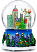 Musical New York City Christmas Snow Globe Rockefeller Center Skyline NYC Snow Globes
