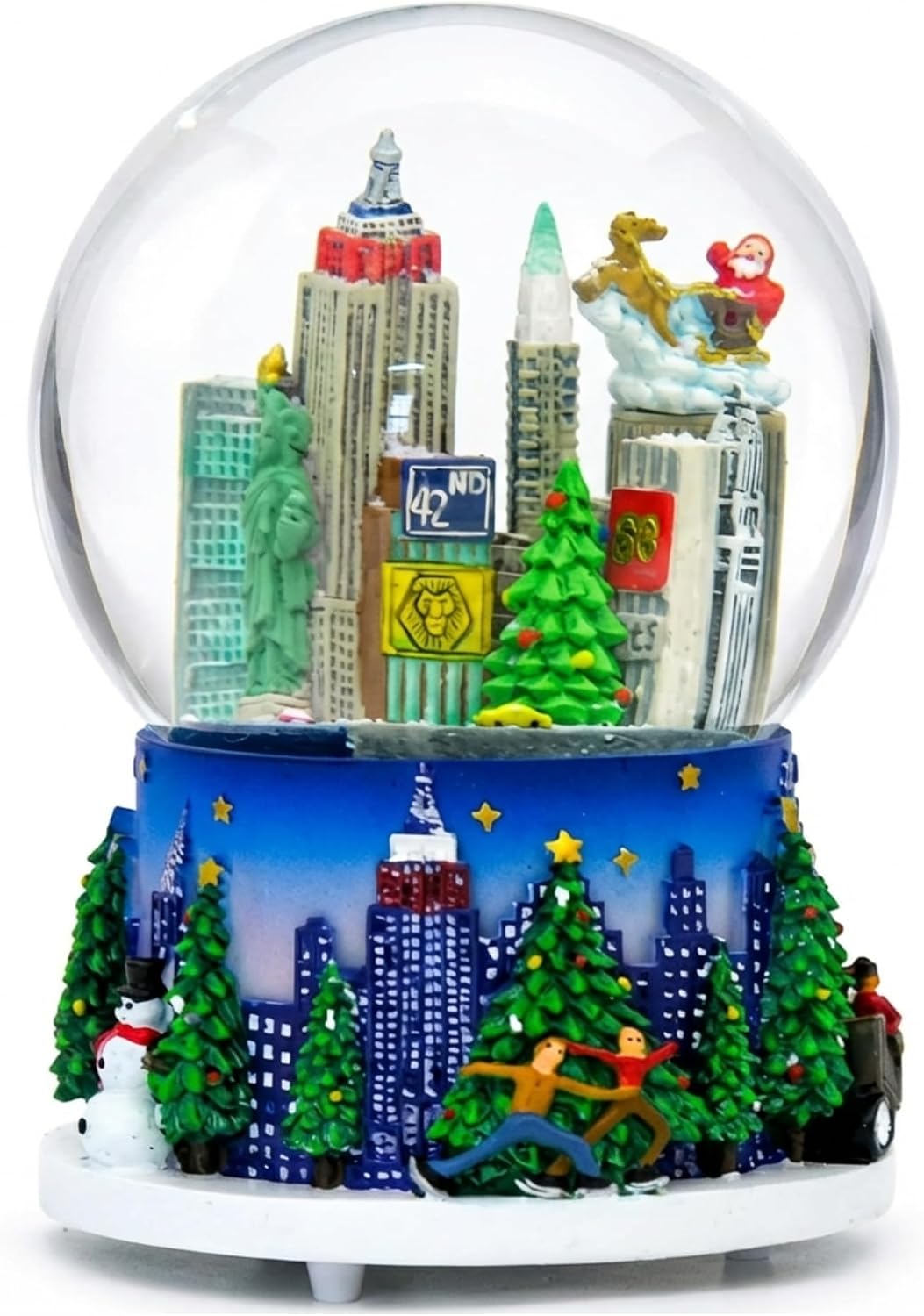 Musical New York City Christmas Snow Globe Rockefeller Center Skyline NYC Snow Globes