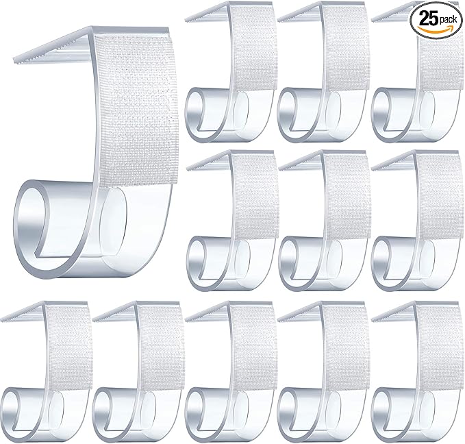 Boao 25 Pieces Table Skirting Clips SMC Model Plastic Tablecloth Clips for Table 1.5-2 Inch with Hook and Loop for Meeting Party Indoor Outdoor Events