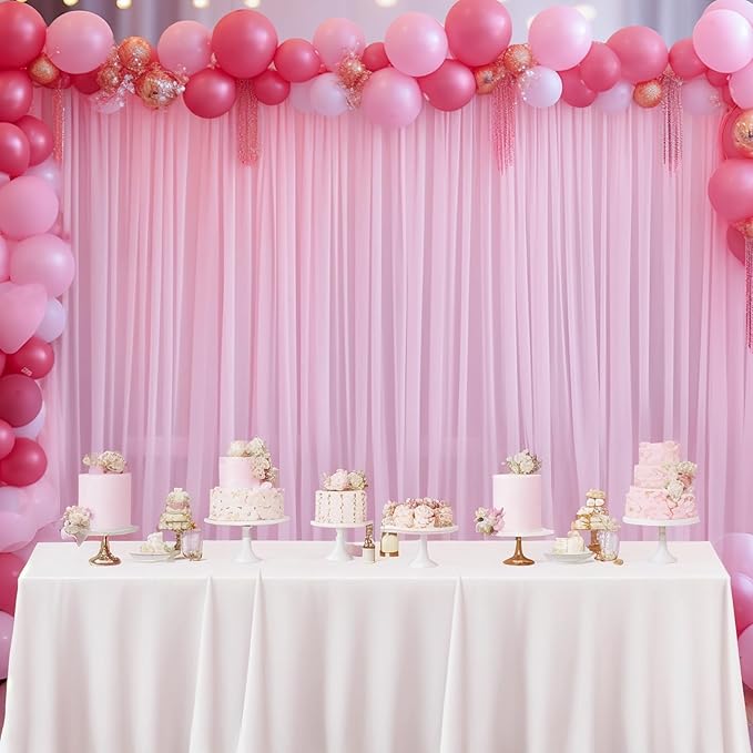 10x10ft Baby Pink Tulle Backdrop Curtain for Parites, Sheer Backdrop Curtains for Wedding Baby Shower Birthday Party Photo Shoot Decorations