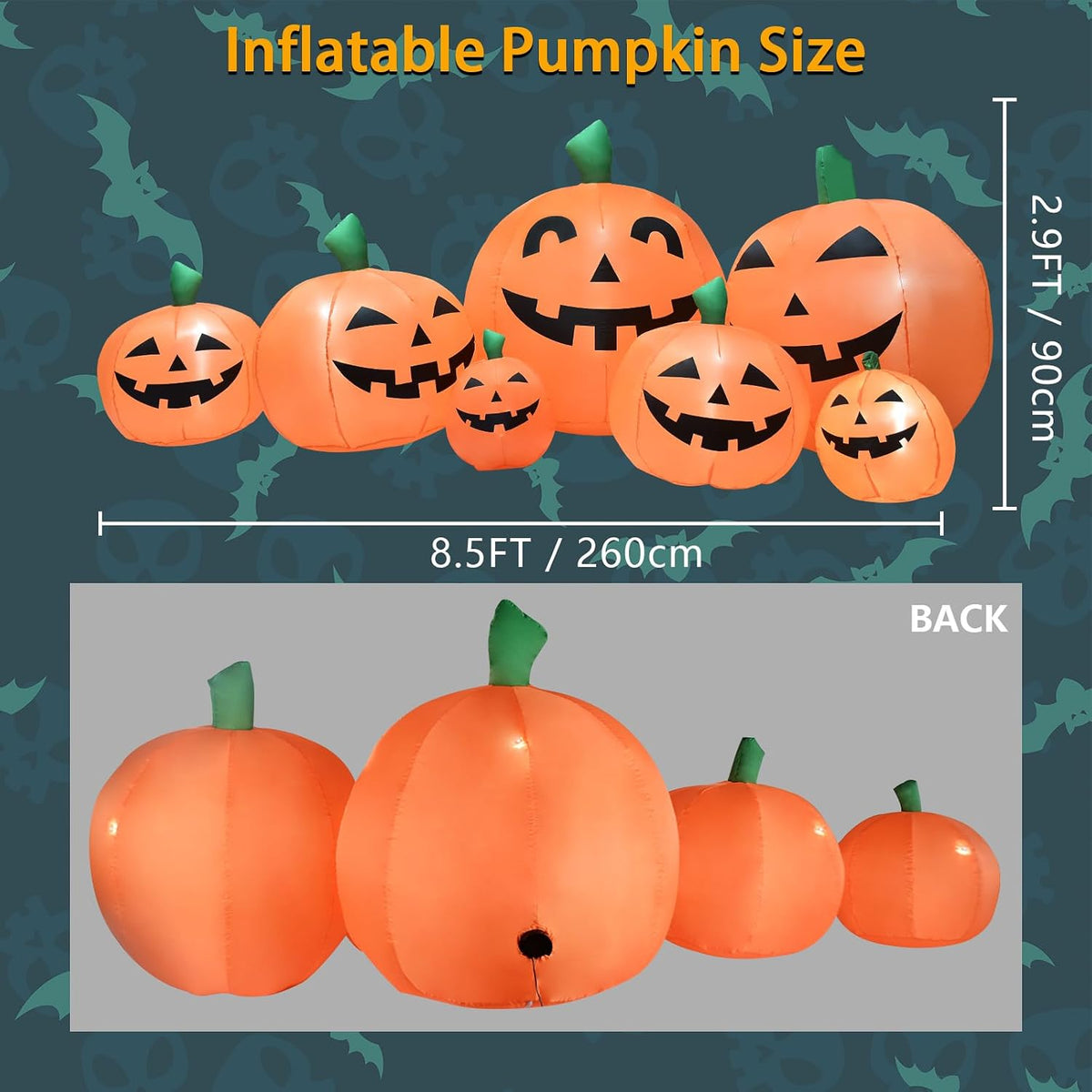 8.5FT Halloween Inflatables Pumpkins Decoration, Outdoor Halloween Blow Up De...