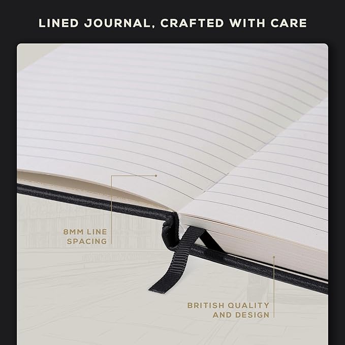 BEECHMORE BOOKS Lined Journal Notebook, 8.5 x 11.5 inch, A4 160 Lined Pages, Hardcover Leather Journals for Women, Men, Writing and Notebooks for Work - 120 GSM Thick Paper, Gifts Box Included