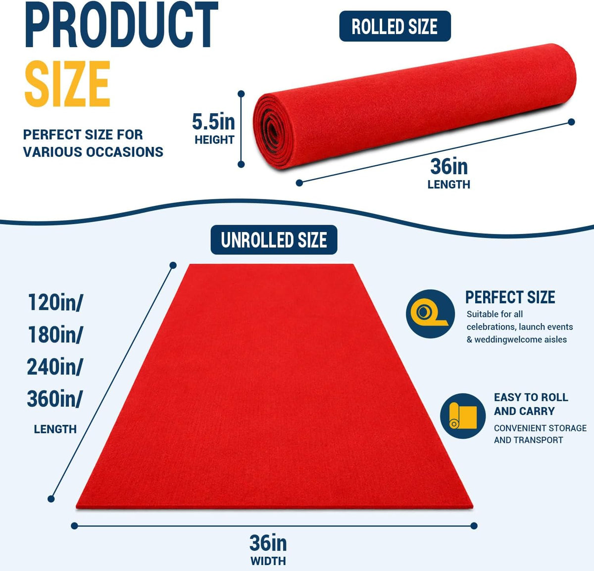 Red Carpet Runner for Party,3x20 Feet Non-Slip Waterproof Aisle Runner Carpet...