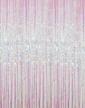 GOER 6.4 ft x 9.8 ft Metallic Tinsel Foil Fringe Curtains,Pack of 2 Party Streamer Backdrop for Unicorn Birthday,Graduation Decorations and New Year Eve (Iridescent)