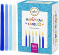 The Dreidel Company Hanukkah Candles Premium Pastel Blue & White Deluxe Tapered Hand Decorated Candles (Single)