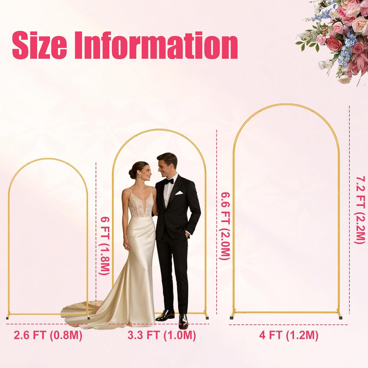 7.2FT Arch Backdrop Stand,Balloon Arch Stand Wedding Back Drop Arch Stand