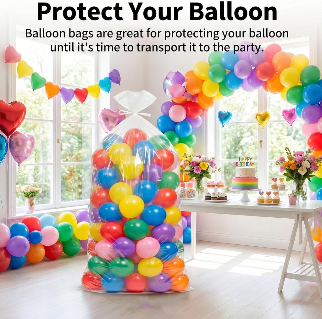 4Pcs 98.4" x 59" Extra Large Balloon Bags for Transport, Reusable Big Plastic Balloon Storage Bag, Giant Clear Carrying Storage Bags for Wedding Birthday Party Supplies, Clear Balloons Drop Bag