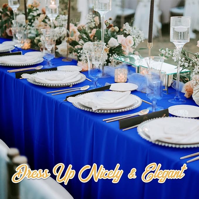 BRILLMAX 10 Pack Royal Blue Tablecloths for 6 Foot Rectangle Tables 60 x 102 Inch - 6ft Rectangular Bulk Linen Polyester Fabric Washable Cloth Cover for Wedding Reception Banquet Birthday Party