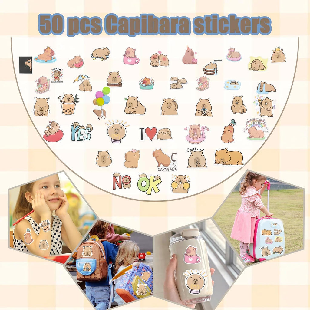 158 PCS Capybara Party Favors,Birthday Supplies, Team Gifts, Classroom Gift Rewards,Suitable Capybara Party Favors for 12, Capybara-Themed Decorations (Capybara)