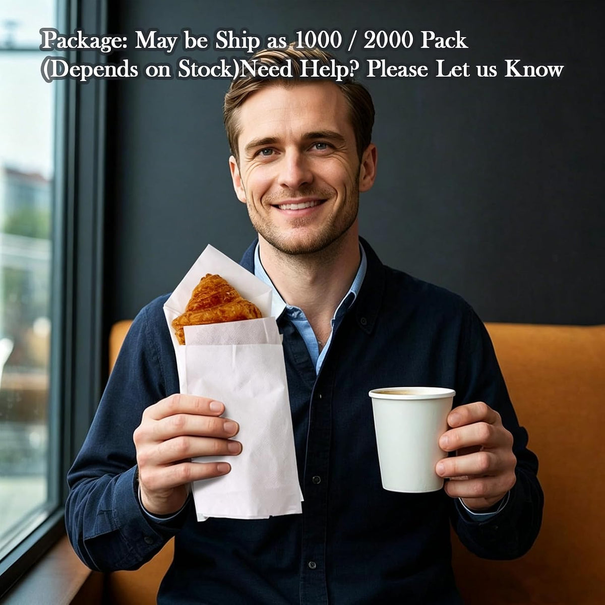 JollyPack Disposable Paper Napkins, 1-Ply 6.5x6.5 Folded, 2000 Count, White