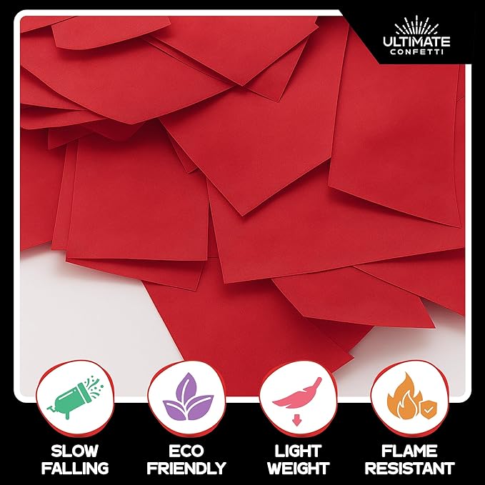 Ultimate Confetti, Red Biodegradable Confetti - Rectangular Fluttering Tissue Paper Confetti for Cannon and Launcher use - Best for Birthday, Wedding, live Events and Table Decoration - 1 lb, 16 oz