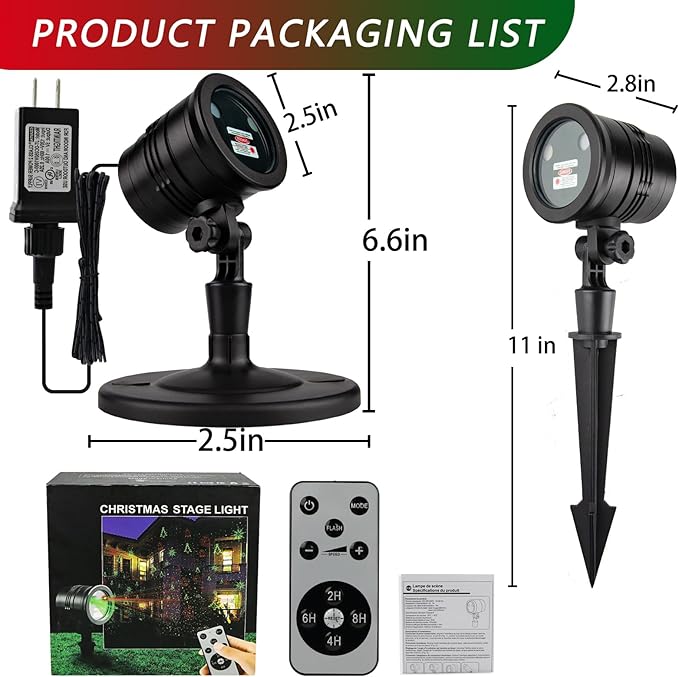 Laser Christmas Projector Lights Outdoor: Waterproof Outdoor Christmas Decorations Laser Light, Projection Christmas Lights for Outside with 5 Patterns, Xmas Spotlight for Yard Garden Holiday Party