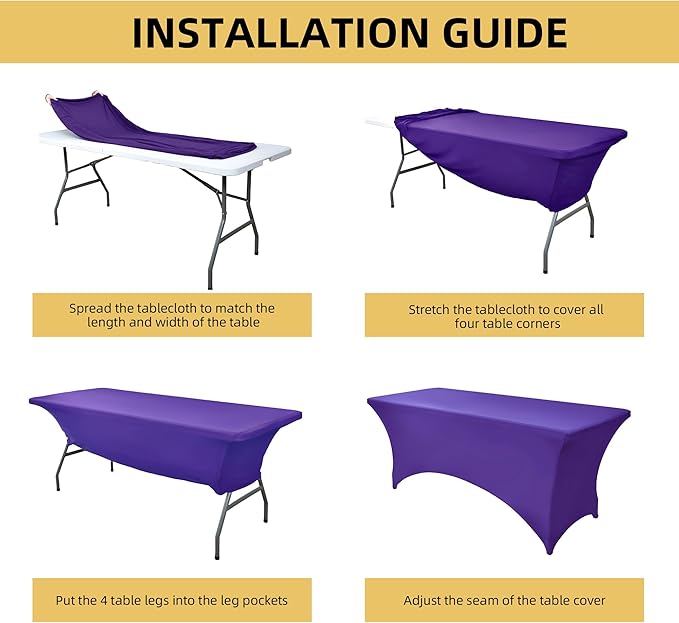 2-Pack 6ft Spandex Table Covers for Rectangle Standard Folding Tables - Wrinkle Resistant Stretch Tablecloths - Ultimate Fitted Table Protector for Parties, Trade Shows, Banquet