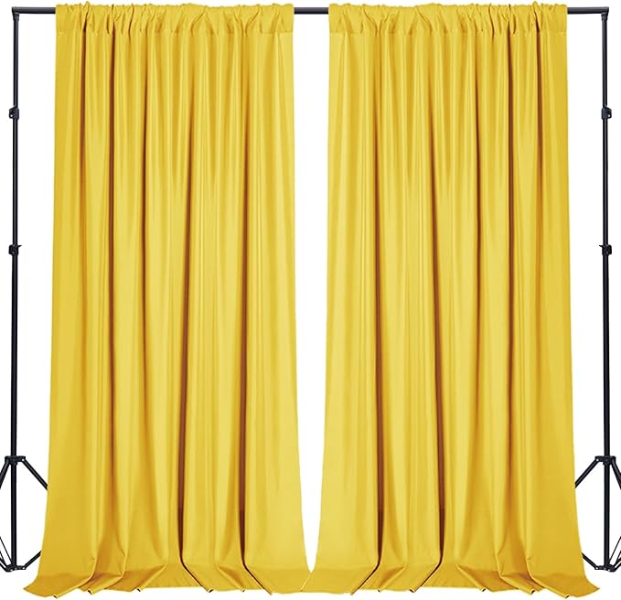 Sugargirl 10x10FT Yellow Backdrop Curtains Polyester Photo Backdrop Drapes Curtains 2 Panels with Rod Pockets for Party Birthday Wedding Photography Home Decoration