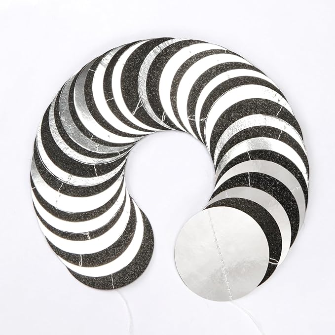 Black-Silver Birthday Graduation Party-Decorations Streamers - 52Ft Hanging Paper Garland Banner,Bachelorette Wedding Baby Bridal Shower New Years Supplies Backdrop Decor Hugtmr