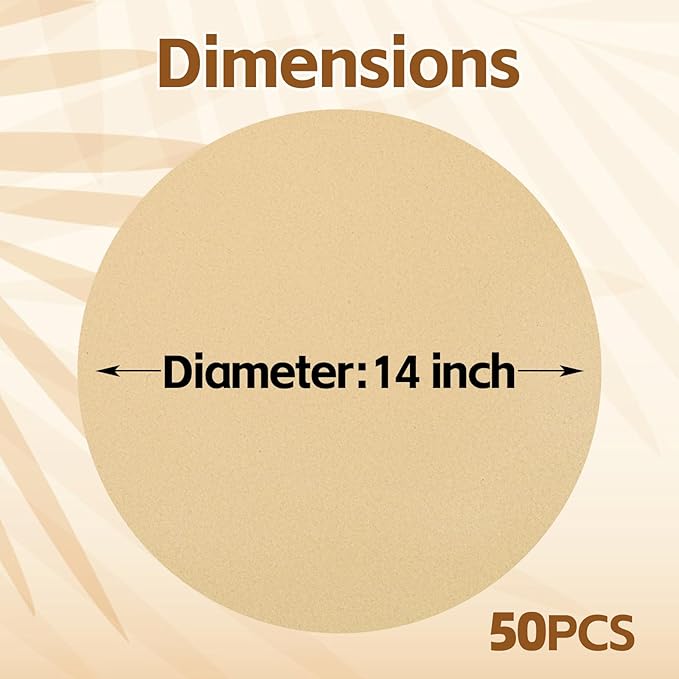 50 Pieces Kraft Paper Place Mats Brown Round Disposable Table Mats Decorative Placemats for Wedding Bridal Shower Black Birthday Party Dining Decor