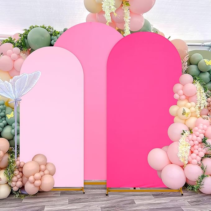 SoarDream Wedding Arch Cover Double-Sided Spandex Fitted Wedding Arch Stand Covers Set of 3 Light Purple Round Top Blushing Chiara Arch Covers 6FT 6.6FT 7.2FT for Wedding Party Decor