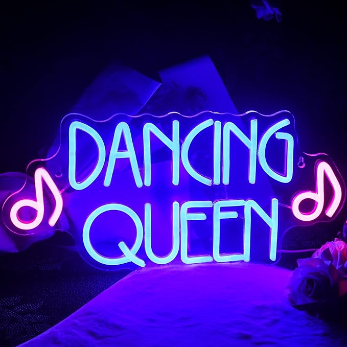 Dancing Queen Neon Sign Dance Led Sign Purple Neon Lights Dance Club Lights Up Sign USB Powered Switch Neon Signs for Wall Decor Dance Studio Dancing Party Bar Dance Club (16.5 * 7.9 inch)
