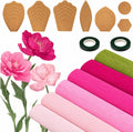 AmazingSpark 6 Colors Crepe Paper 17 x 98 Inch Crepe Paper Sheet with 5 Set Different Petal Template, 2 Roll Floral Tape, Iron Wire and Hot Melt Glue Stick DIY Craft Party (Red Rose Color Scheme)