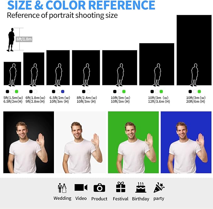 HEMMOTOP Green Screen Backdrop, 6x9 ft Greenscreen Background for Streaming, Seamless Polyester Green Photo Backdrop Fabric Sheet for Photography, Video Recording (Backdrop only)