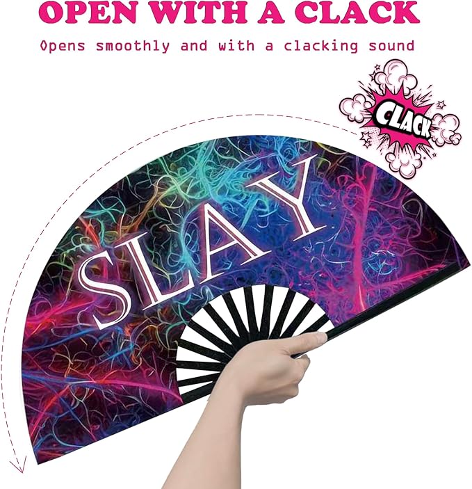 Boots on The Ground Fan, Large Folding Hand Fan for Women and Men, Popping Fans for Line Dancing for Raves, EDM, Dance Party, and Home Decoration