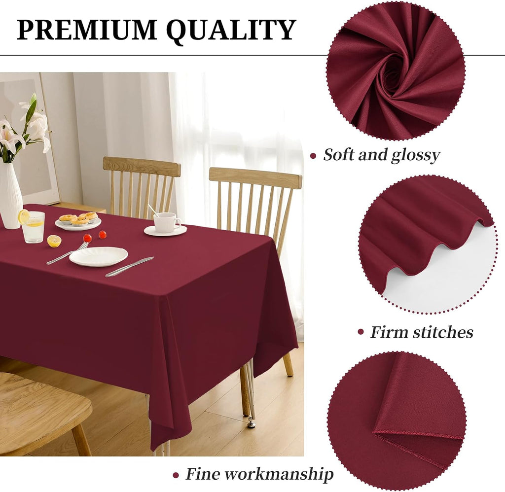 burgundy tablecloths for 8ft tables-60 x 126 inch, close-up detail