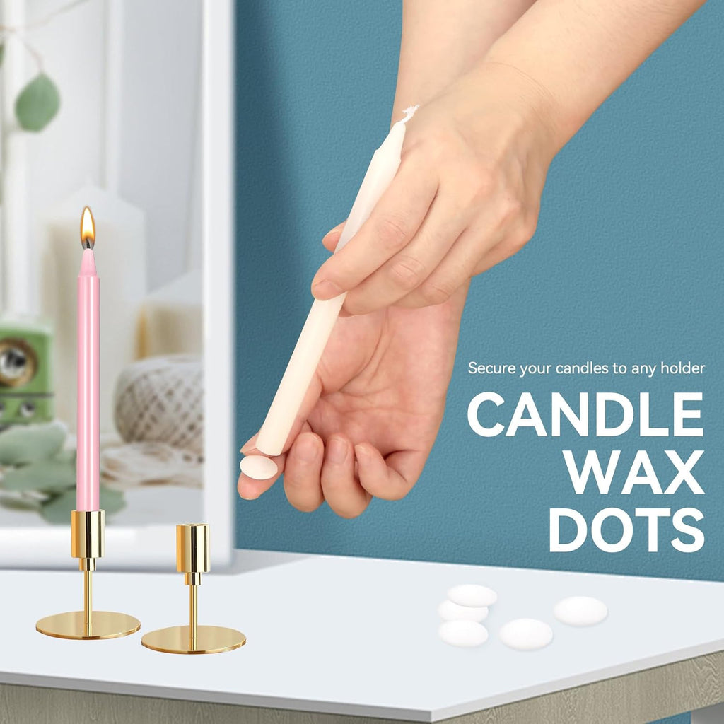 24 Pieces White Adhesive Small Candles, Accessories Candle Wax Dots- Adhesive,Wax Sticky Dots,Candl Accessories (24)