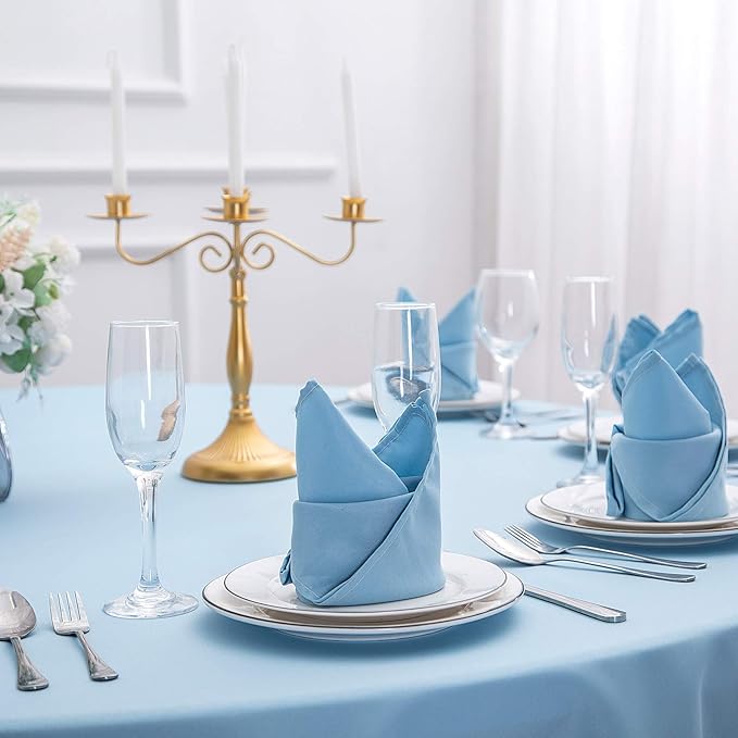 Cloth Napkins 17x17 inch Washable Polyester Dinner Napkins Soft Table Napkins for Wedding Party Dining Banquet(Blue Mist,50PCS)
