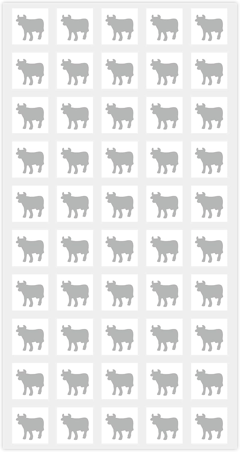 Wedding White Square Meal Choice Stickers for Party Indicator Place Cards (50 Stickers - Beef, Silver)