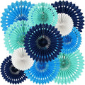 BEISHIDA Blue White Hanging Honeycomb Round Paper Fans Decoration Kit for Baby Boy Shower 1st Birthday Navy Ocean Wedding Under The Sea Theme Photo Booth Backdrops Paper Party Supplies（11packs）