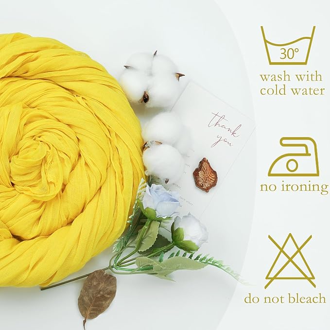 12 Pack Lemon Yellow Cheesecloth Table Runner 10ft Boho Gauze Fabric Cheese Cloth Table Runner 35 x 120 Inch Rustic Sheer for Romantic Wedding Decor Baby Shower Party Table Centerpiece Decoration