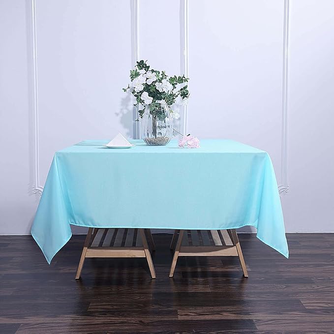 Efavormart 70" Premium Square Polyester Tablecloth for Wedding Kitchen Dining Events - Blue
