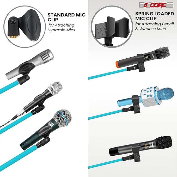 5 Core Tripod Mic Stand Floor Adjustable 18 to 72 Inches Sturdy Boom Arm Holder Microphone Stands Pedestal Para Microfono for Singing - MS 080 SKY BLU