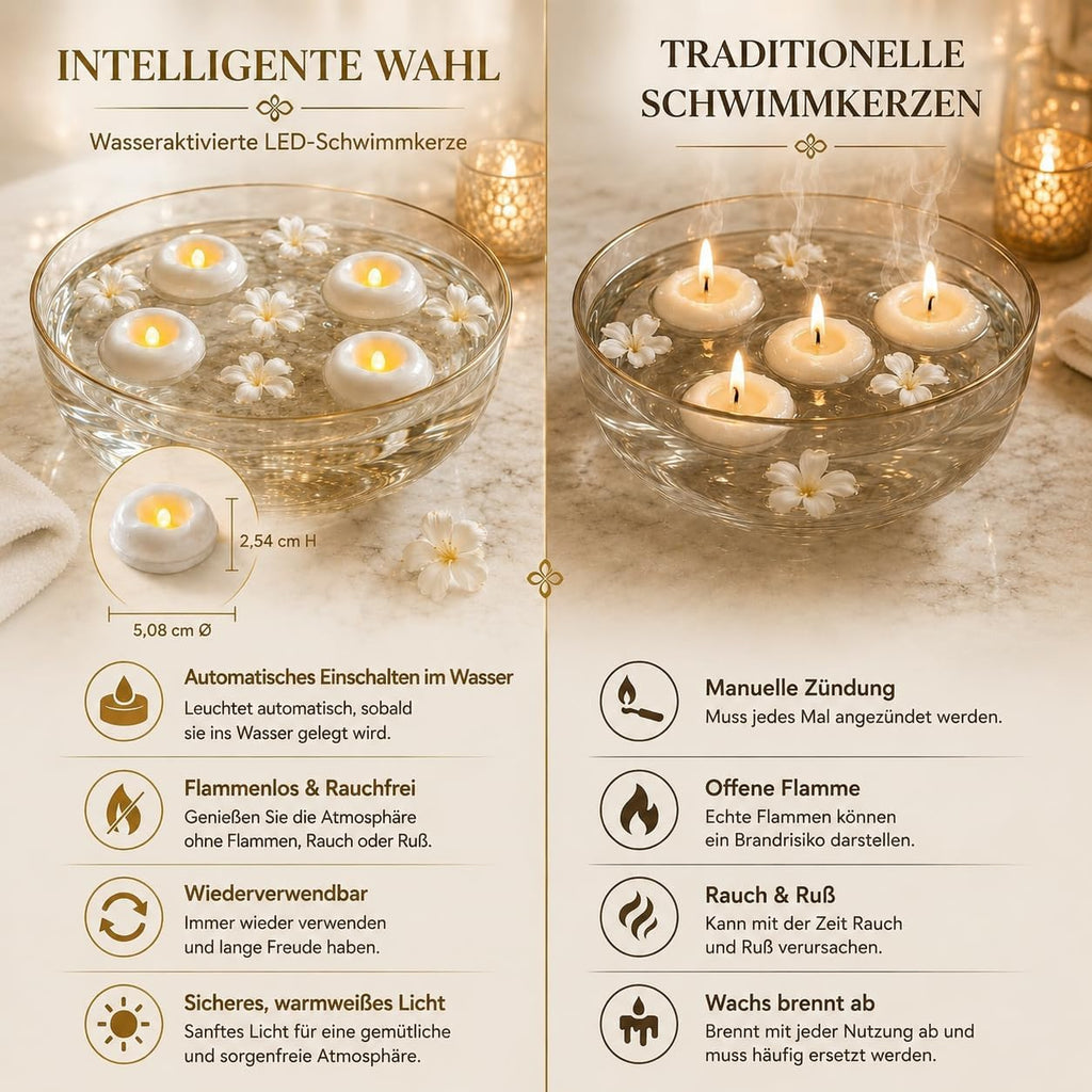 12 Pack 2.3” Flameless LED Floating Candles, Water-Activated Battery Operated Floating Candle with180+ Hours Runtime for Cylindrical Vase, Pool, Fountain - Ideal for Wedding, Party Decoration