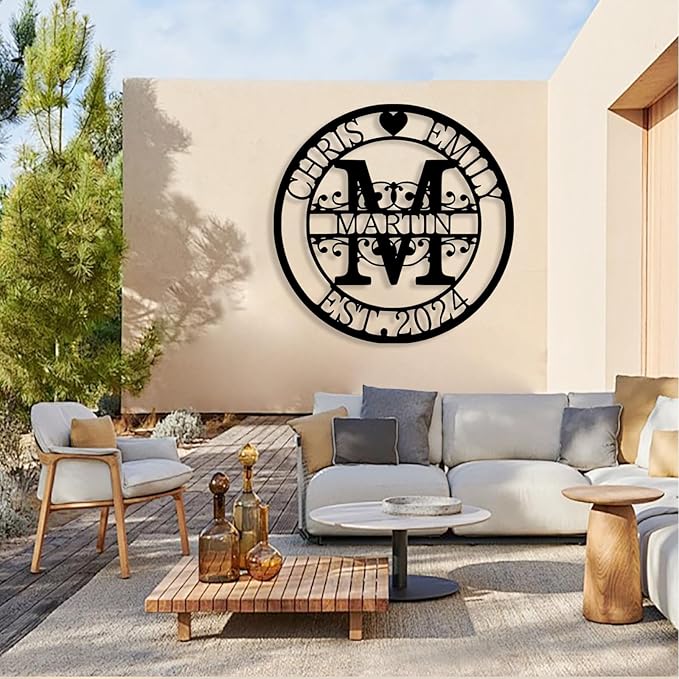 Custom Metal Name Sign, Personalized Family Last Name Signs for Home, Split Letter Monogram Wall Art Decor, Customized Metal Signs for Outdoor, Personalized Wedding Housewarming Gift