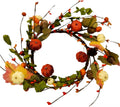 6" Orange/Green Primitive Pumpkin Berries Candle Rings Fall Decor CY094-6