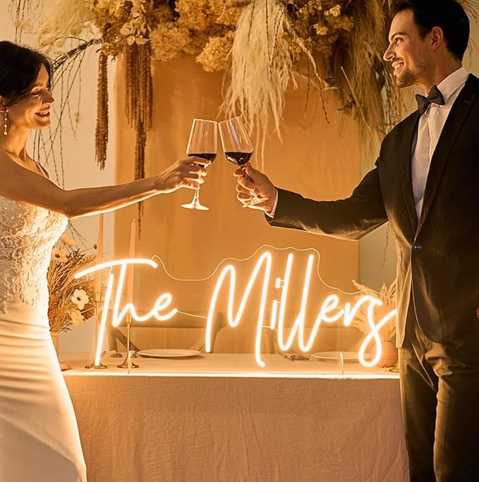 Custom Neon Sign, Custom LED Neon Sign Customizable for Wedding Bar Salon Beauty Business Light Up Name Sign, Personalized Neon Light Suitable for Events Birthday Gifts Decorations
