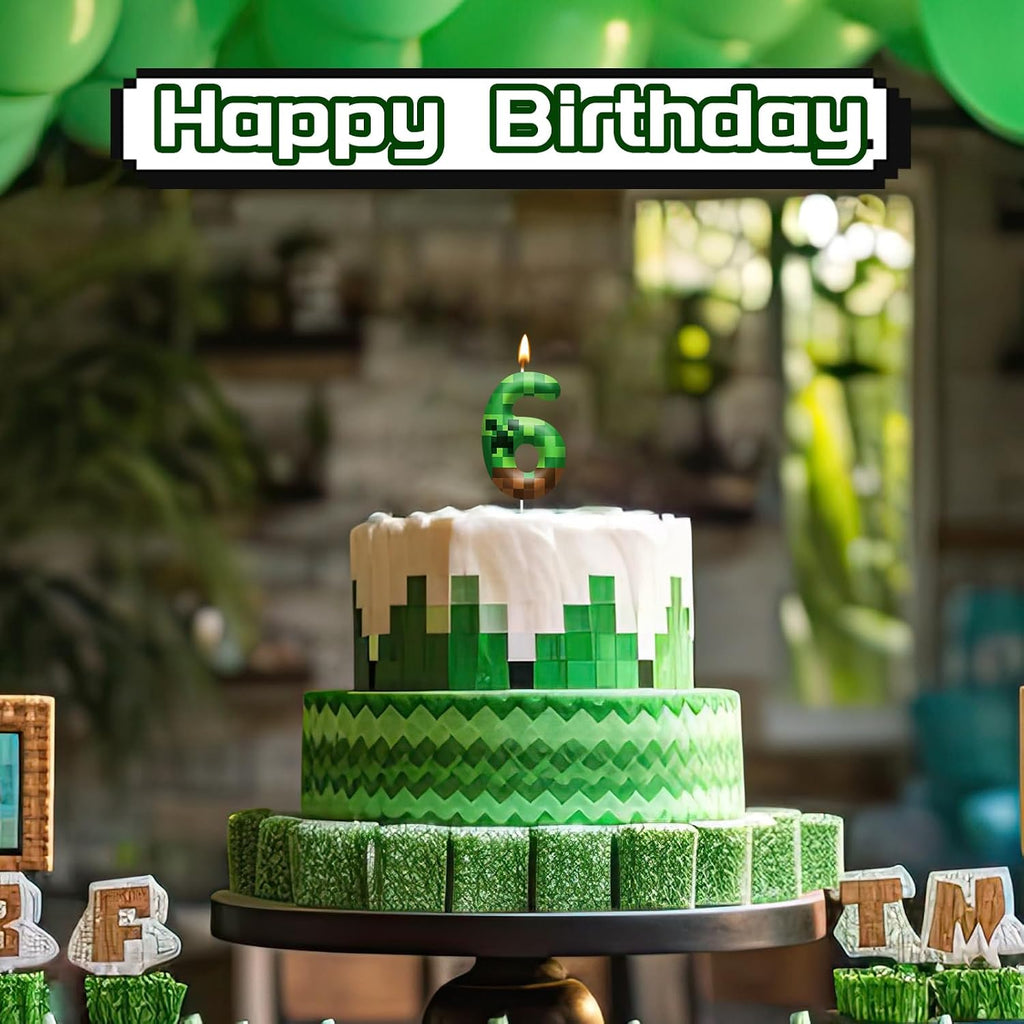 Pixel Birthday Candle Number 6, Themed Cake Party Decor | 2.36 Inch Game Pixel Number 6 Cake Candle Topper, Decor for Birthday Celebrations, Party Favors and Themed Gathering Supplies