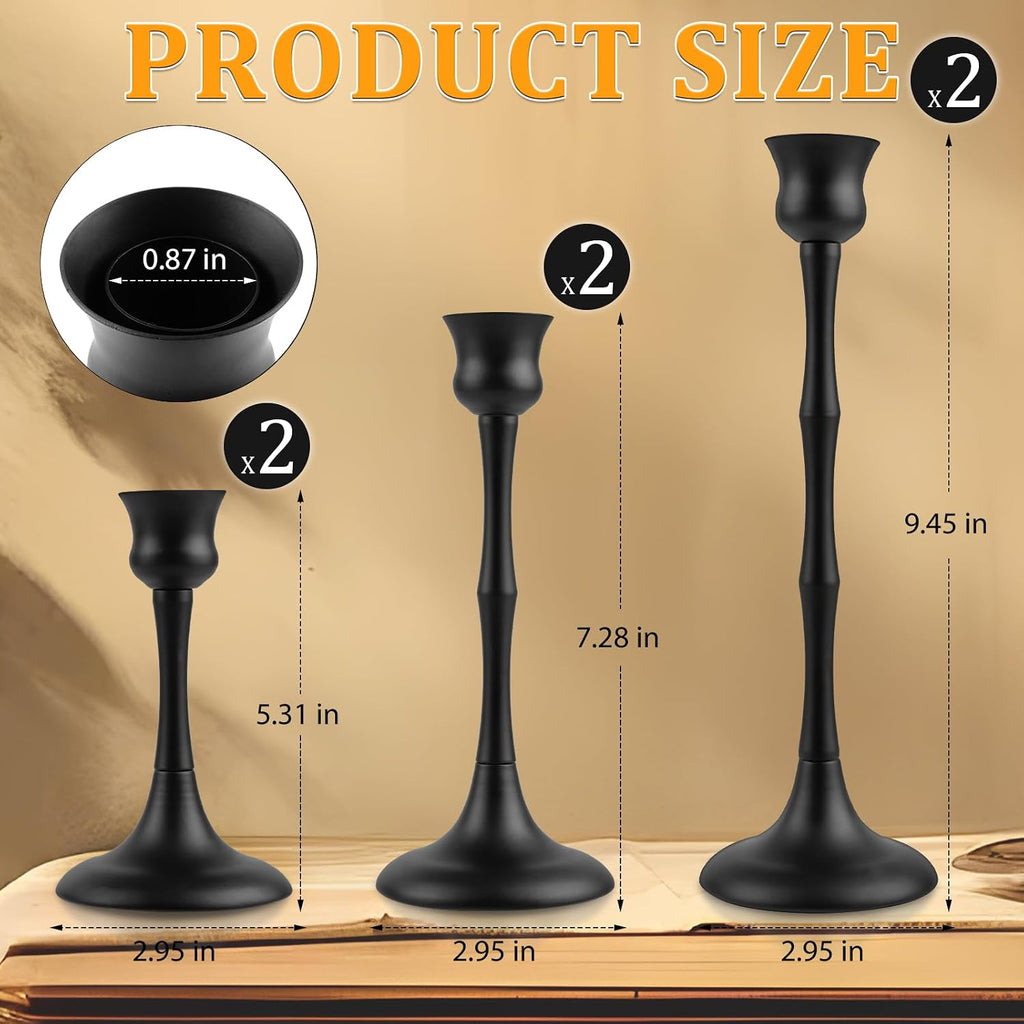 vintage metal candlestick holders, set of 6 black, package contents