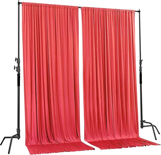 AK TRADING CO. 10 feet x 10 feet Coral IFR Polyester Backdrop Drapes Curtains Panels with Rod Pockets - Wedding Ceremony Party Home Window Decorations