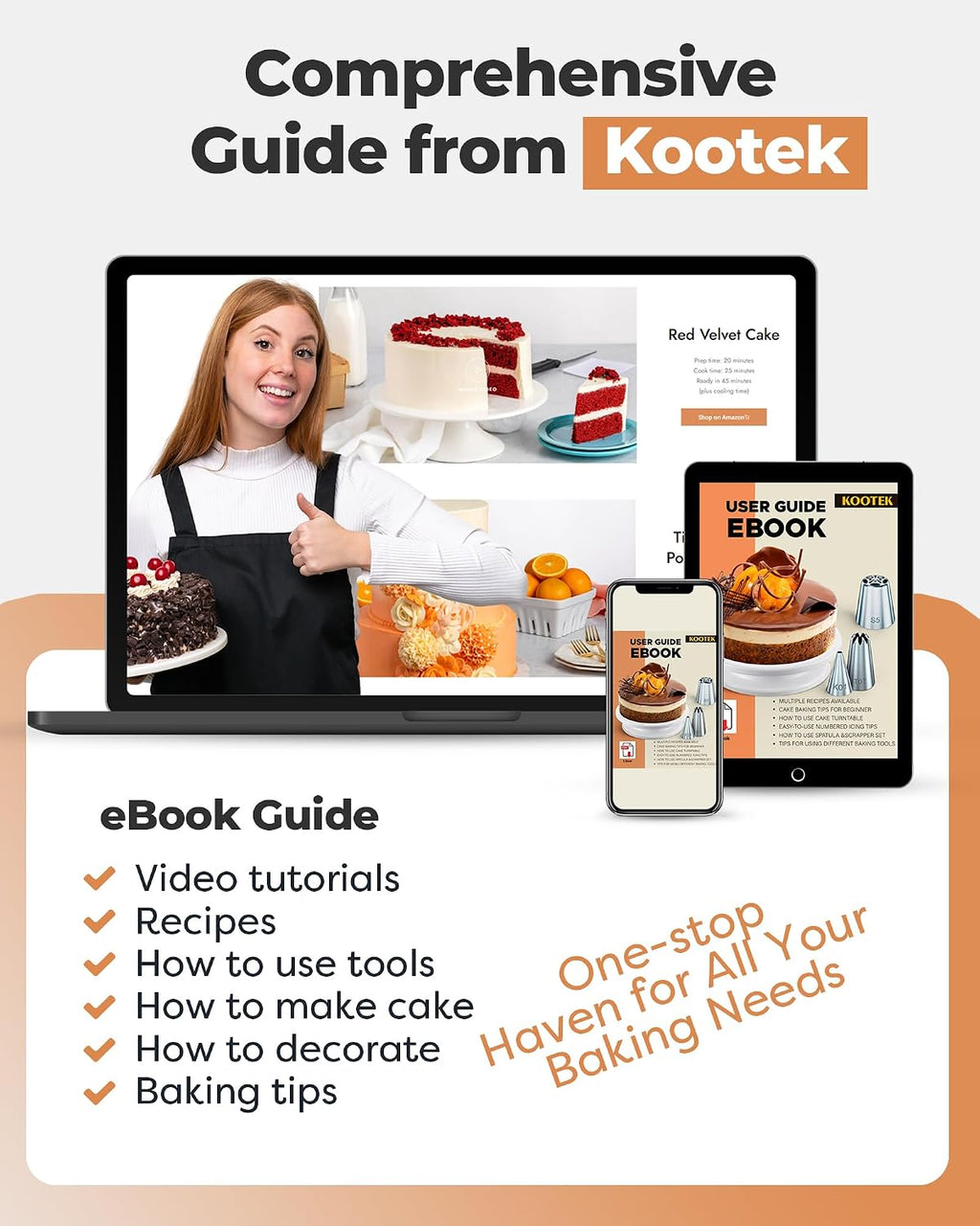 Kootek Aluminium Cake Turntable, 12 Inch Rotating Cake Stand, 35 pcs Cake Decorating Kit Supplies with 24 Numbered Icing Piping Tips, 2 Frosting Spatula, Pastry Bags and Other Baking Tools