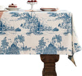 patdrea Designer Vintage Cyan Extra Long Tablecloth for Rectangle Table,Linen Ancient Castle and Manor Pattern Tablecloths,Decor for Kitchen Dining Christmas,Thanksgiving,67"x118"-Lucerne a