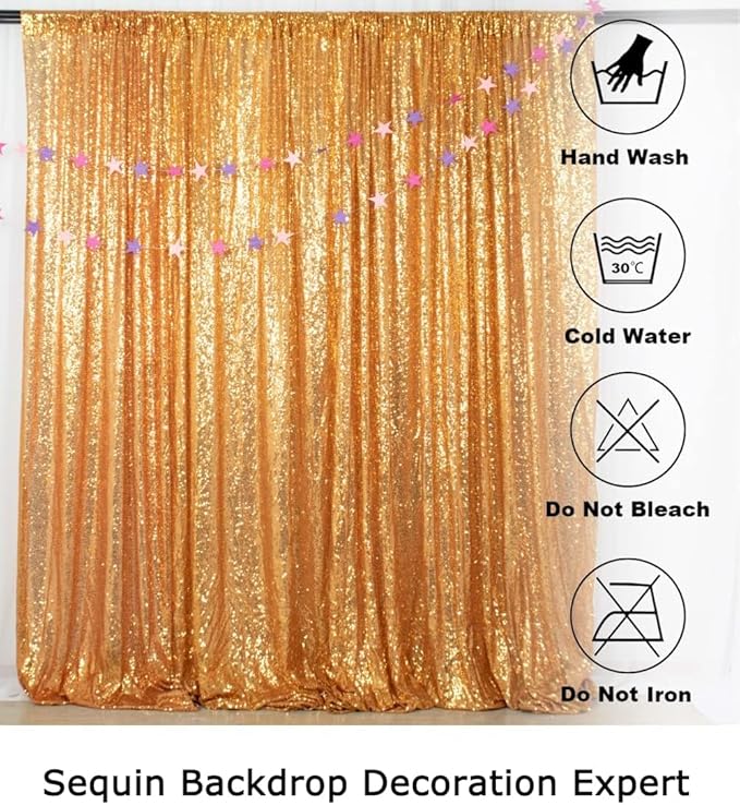 ShinyBeauty Sequin Gold Backdrop - 10x10FT for Photography, Wedding, Baby Photo Booth, Birthday Party & More