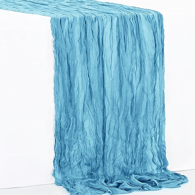 1 Pack Baby Blue Cheesecloth Table Runner 35x120 Inch 10Ft Rustic Gauze Cheese Cloth Table Runner Sheer Cheesecloth Table Runners for Wedding Party Bridal Shower Decoration