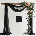 Wedding Arch Draping Fabric 6 Panels 28.7" x 20FT Black Sheer Chiffon Backdrop Drapes for Wedding Ceremony Birthday Party Bridal Shower Outdoor Decoration