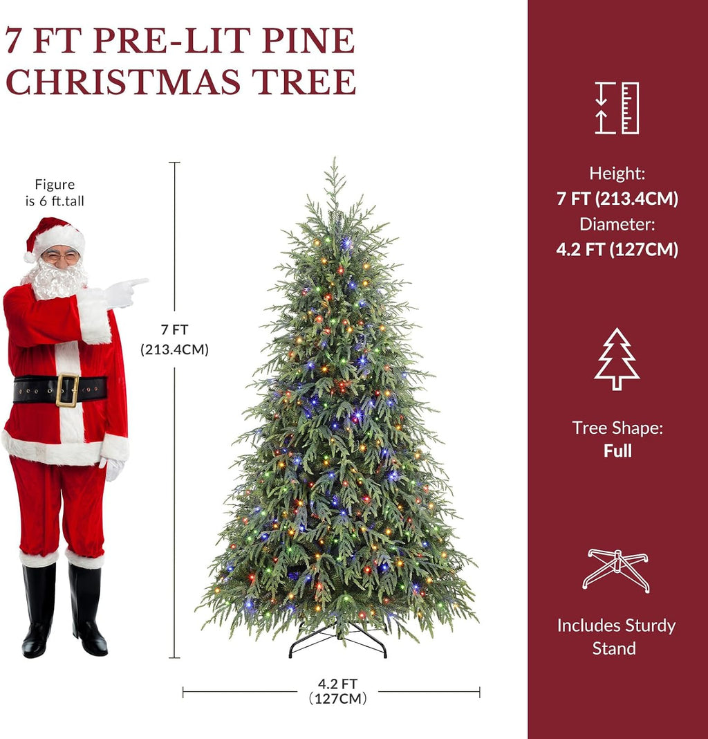 shareconn 7ft prelit artificial norfolk pine christmas tree shown in use